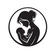 © Emruzzoha - Silhouette of Mom Hugging Infant | Clean Black and White Motherhood Design