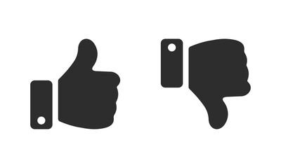 Poster - Like and Dislike vector icon. Black Thumbs up and thumbs down symbols indicate positive and negative opinions for web and app