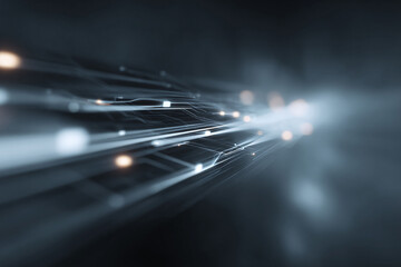 Poster - Abstract, dynamic light streaks convey speed, innovation, and connectivity. Excellent for illustrating data flow, technology, networks, or progress. Conceptual.