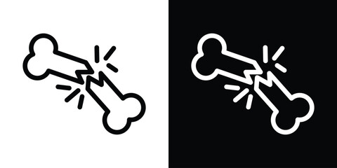 Bone break icon design. simple stroke line vector icon set