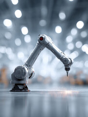 Poster - Robotic arm performing precision work with sparks. Symbolizes automation, industry, and future technology. Great for illustrating innovation and efficiency.