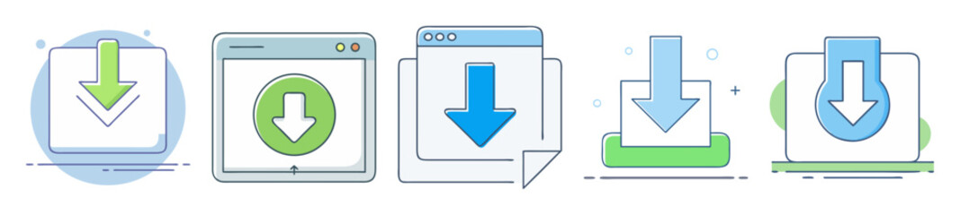 Poster - Creative vector illustration of downloading options and computer or internet icons