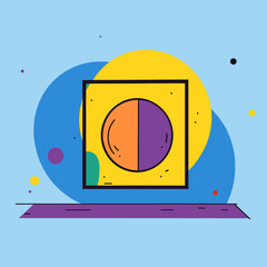 Poster - Abstract Geometric Composition Featuring Symmetrical Circle and Square Elements