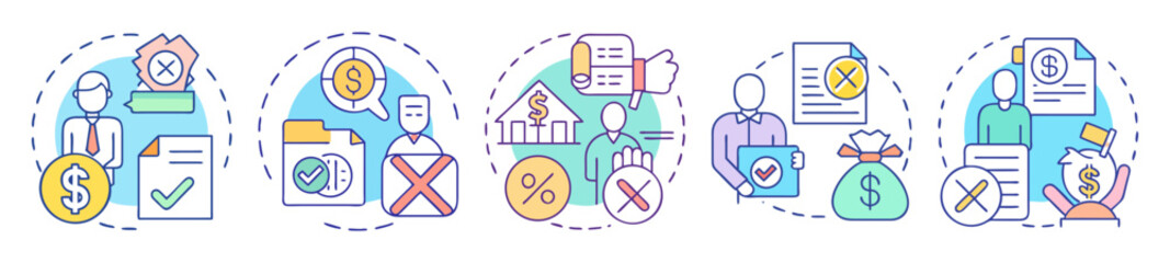 Poster - Illustrations depicting stages of financial denial, risk management and acceptance