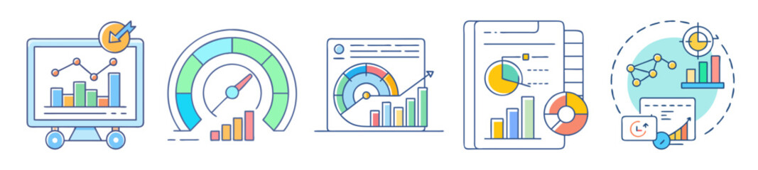 Poster - Graphical representations illustrating data visualization for business and financial analysis