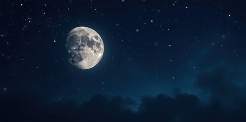 Wall Mural - High-contrast image, moon against dark sky, star visibility, cosmic, darkness, solar system