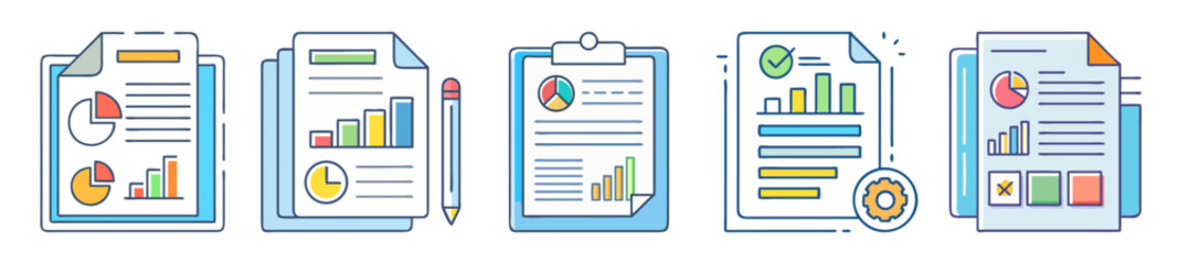 Poster - A collection of data reports, analytics and charts, demonstrating progress and analysis