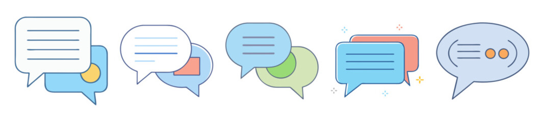 Poster - Multiple colorful message bubbles showcasing a modern communication theme and interface