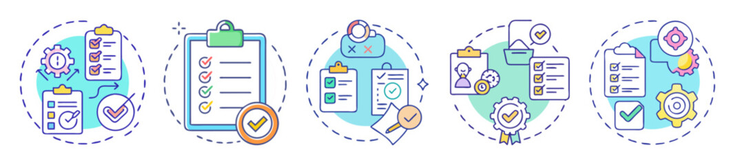 Poster - Illustration of Business Processes and Workflow Management with Checklists and Gears