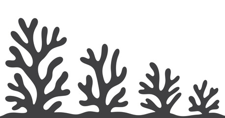 Poster - Abstract black and white stylized seaweed or coral silhouettes