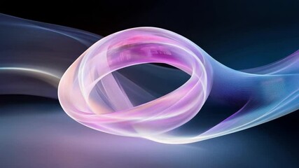 Poster - Abstract Ring of Light: A mesmerizing abstract image featuring a luminous ring formed by swirling, translucent light trails in shades of pink and blue.