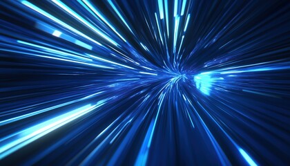 Aufkleber - Futuristic Energy Technology In Abstract Science: Digital Image Of Light Rays And Stripes With Blue Light, Speed, And Motion Blur On Dark Blue Background