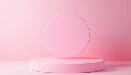 Poster - Modern Pink Geometric Shape Abstract Mockup For Podium Display Or Showcase, Rendering. Great Design For Showcasing Products Or Presentations.