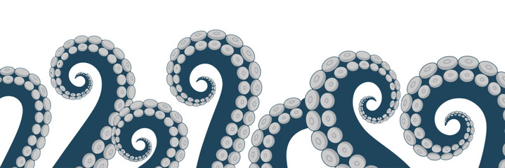 Poster - Abstract octopus tentacles pattern in dark blue and light gray
