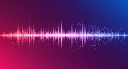 Poster - Abstract Audio Waveform Visualization - Symbolizing sound, energy, music, technology, and communication; vibrant audio waves flow across a gradient background