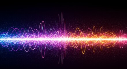 Poster - Abstract Sound Wave Energy - Vibrant abstract depicting colorful sound waves, perfect for technology, music, or energy themes