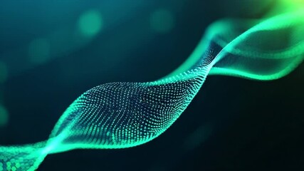 Poster - Dynamic Digital Wave: A mesmerizing visual of a flowing digital wave in shades of teal and green, suggesting concepts of technology, innovation, and ethereal movement.