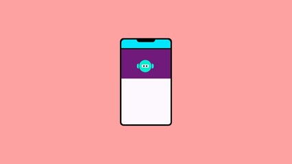 Poster - Illustration depicting a smartphone screen displaying a robot icon against a purple background suggesting artificial intelligence concept on a pink backdrop