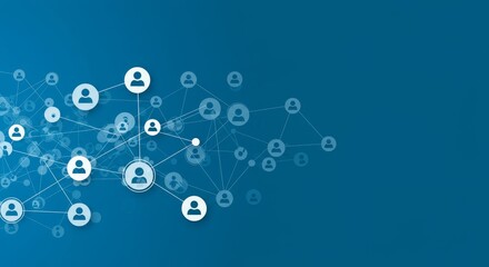 Poster - Global Network Connection and Social Media - Symbolizing connection, community, networking, collaboration, and global communication through a visual representation of interconnected nodes