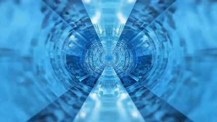 Poster - Blue Crystal Tunnel: An abstract image showcasing a mesmerizing blue crystal tunnel, creating a sense of depth, mystery, and wonder.