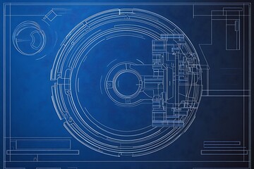 Aufkleber - A blueprint of a robot vacuum cleaner with sensor positions, wheel motor design, and cleaning path system 