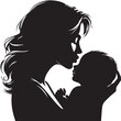 © Emruzzoha - Minimalist Silhouette of a Mother Hugging Her Baby in Circle FrameA heartfelt vector showing a mother warmly hugging her child. Designed in full black silhouette with clean outlines on white backgroun