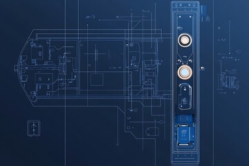 Aufkleber - A blueprint of a smart door lock showing locking mechanism, Bluetooth chip, and motor section 