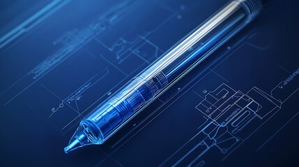 Aufkleber - A blueprint of a smartphone stylus with pressure sensitivity nodes and rechargeable core