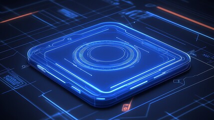 Aufkleber - A blueprint of a wireless charging pad with power flow diagram and magnetic coil structure 