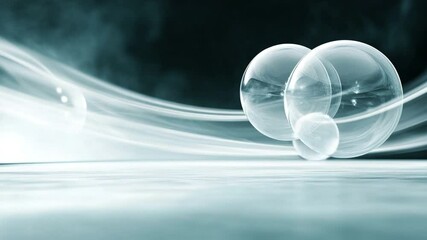 Poster - Abstract Spheres of Light: This image showcases translucent spheres with captivating light effects and flowing lines, creating a sense of futuristic elegance and tranquility.