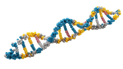 Poster - Colorful dna double helix rotating against a transparent background, illustrating the complexities of genetic code, inheritance, and advancements in biological research and medicine