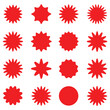 © Tamjid - Red Starburst Shapes Design Elements Set Perfect for Branding and Web Design Projects