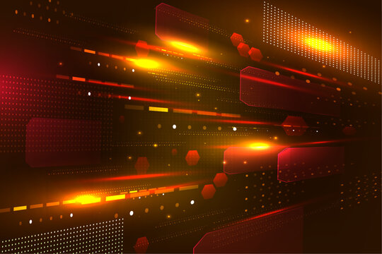 Abstract Futuristic Technology Background Glowing Lines and Shapes