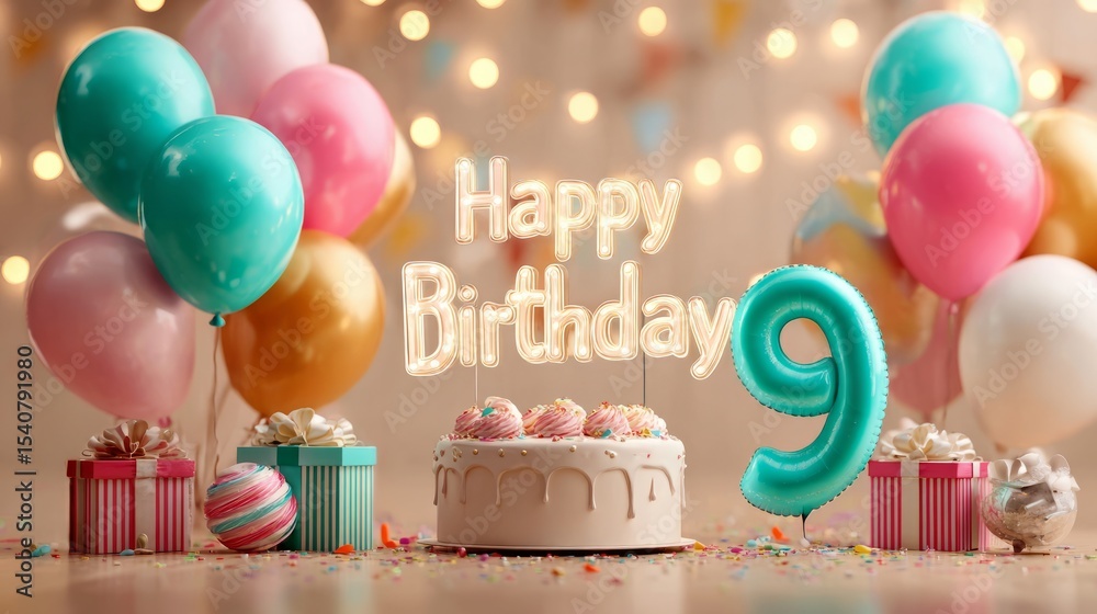 Happy Birthday Celebration For A 9 year old Colorful Party Atmosphere happy-birthday-celebration-for-a-9-year-old-colorful-party-atmosphere