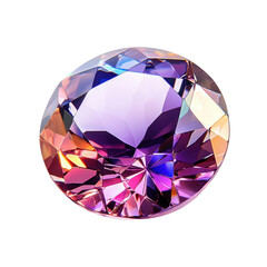 Poster - Shiny cut gemstone displays vibrant facets and stunning reflections in soft lighting, Shiny cut gemstone with facets and reflections, Transparent background