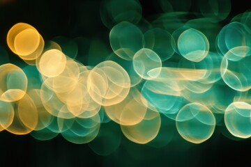 Poster - Light shapes move gracefully over vibrant green spots in an enchanting display, light shapes moving over green spots