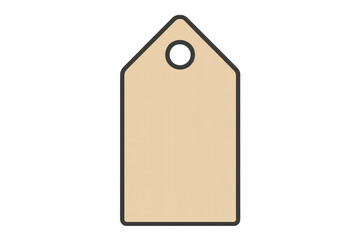 Poster - Minimalist beige rectangular label featuring hanging string, transparent backing enabling seamless graphic design integration