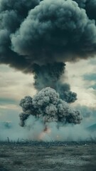 Poster - A large cloud of smoke rises from a field, potentially indicating an agricultural or industrial issue