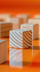 Poster - A group of wooden blocks stacked on a table, great for illustration or design