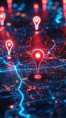 Poster - Map with illuminated streets at night