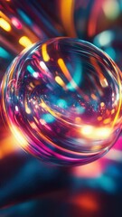 Aufkleber - A close-up shot of a glass ball with colorful lights in the background, perfect for use in festive or celebratory contexts