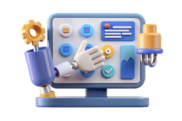 Poster - 3D Render of a Robotic Arm Interacting with a User Interface