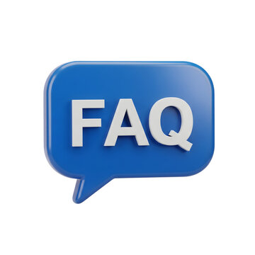 Blue 3D F A Q Speech Bubble Icon White Letters isolated on a transparent background