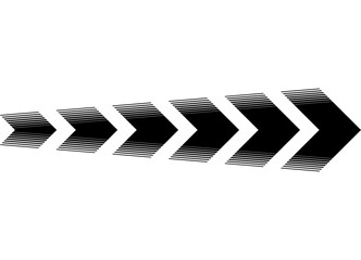 Poster - Vector arrow, black on white background. Striped design element. Direction indicator, Navigation, Dynamic sports pattern. Vector background. Game,