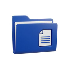 Fototapete - Blue 3D File Folder Icon Document Storage isolated on a transparent background 3D icon