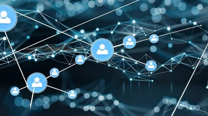Poster - Dynamic visualization showcases the intricate web of connections within a digital network, highlighting key relationships and interactions