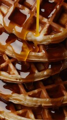 Poster - A high stack of waffles piled one on top of the other
