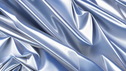 Poster - Close-up view of shiny silver fabric showing intricate folds and textures reflecting light beautifully and creating a mesmerizing effect
