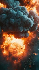 Poster - A massive cloud of smoke and flames erupts into the air, filling the sky with a dramatic display of fire and ash