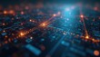 © Pete - Abstract digital tech design features dim lights. Lines, waves, network nodes, data structure, connections, elements. Digital visualisation, tech concept. Modern futuristic aesthetic digital